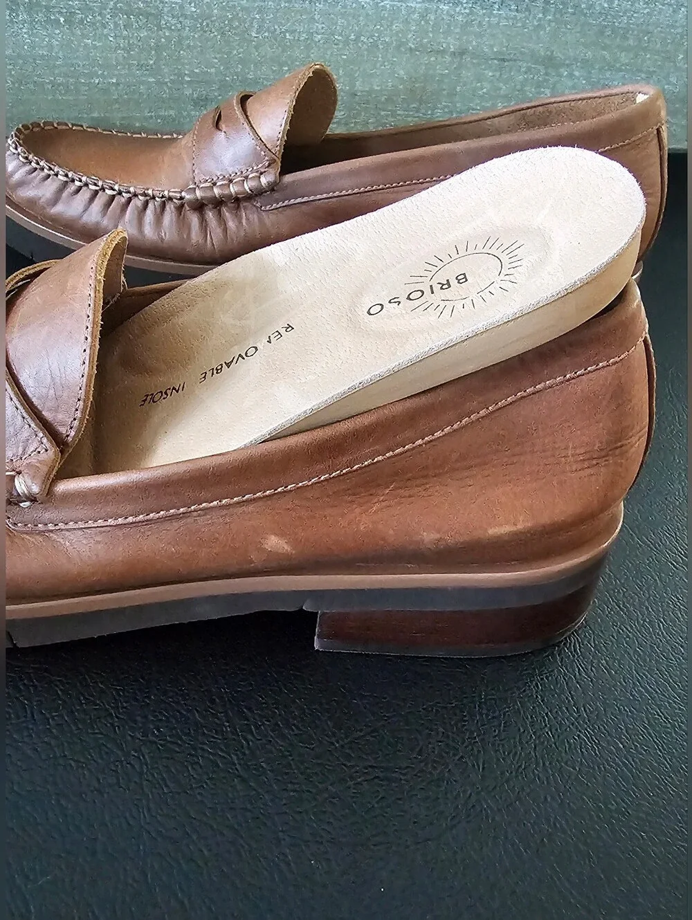 Brioso Women's Tan Leather Penny Loafers Classic Slip-On Flats Size 10 - Picture 6 of 11